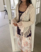 frill lace flare cardigan