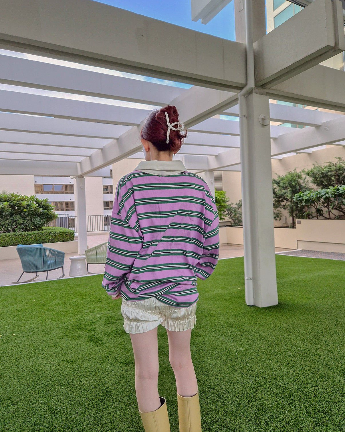 satin shirring short pants
