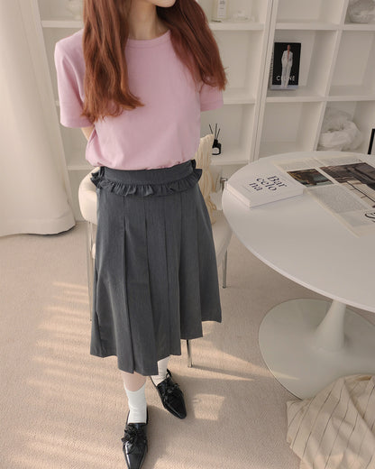 waist frill pleats middle skirt