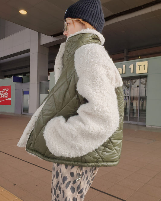 boa switching quilted blouson