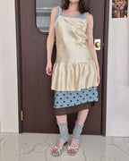 lace satin flare mini dress