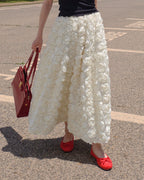 rose volume flare skirt