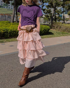 gingham check tiered skirt