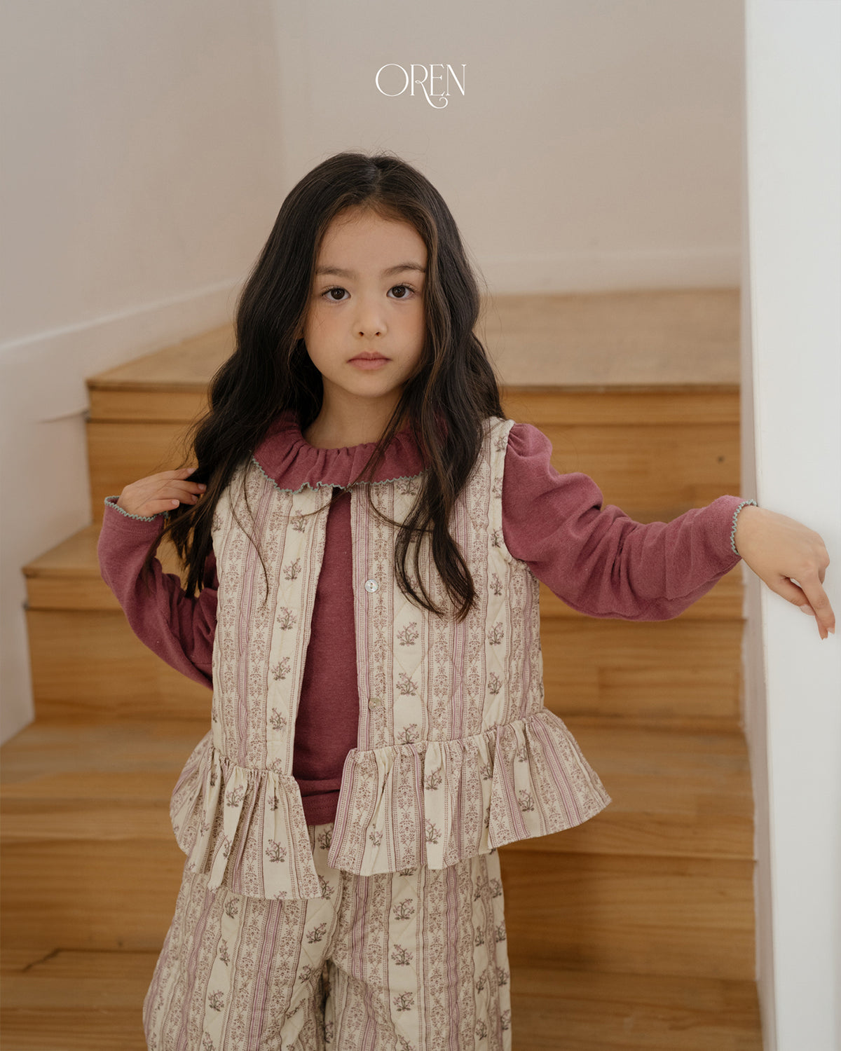 【OREN】groot quilted vest SET UP