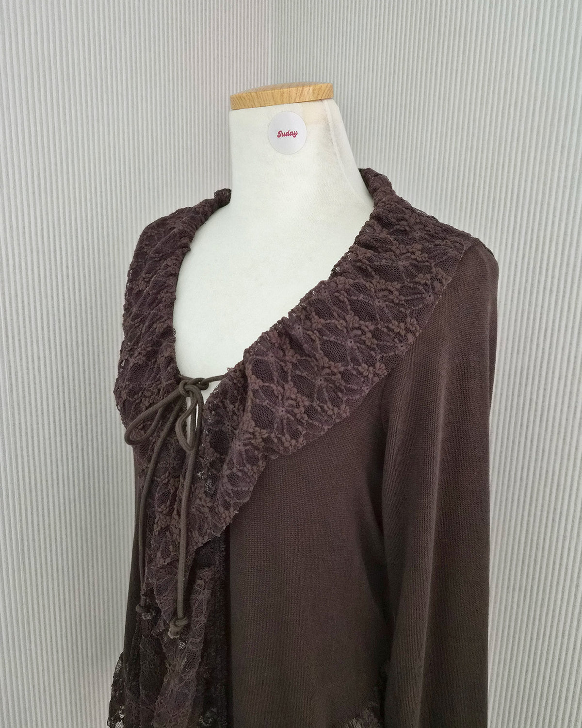 frill lace flare cardigan