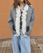 glen check frill jacket