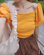 volume puff sleeve short top