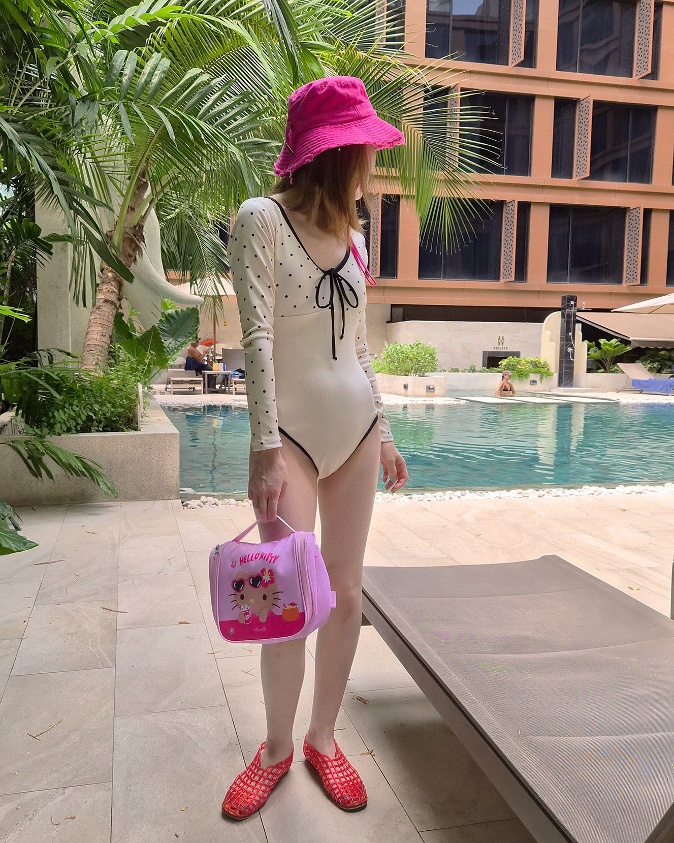 dot long sleeve swimwear