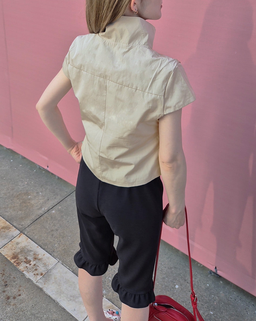 stand collar button point shirt