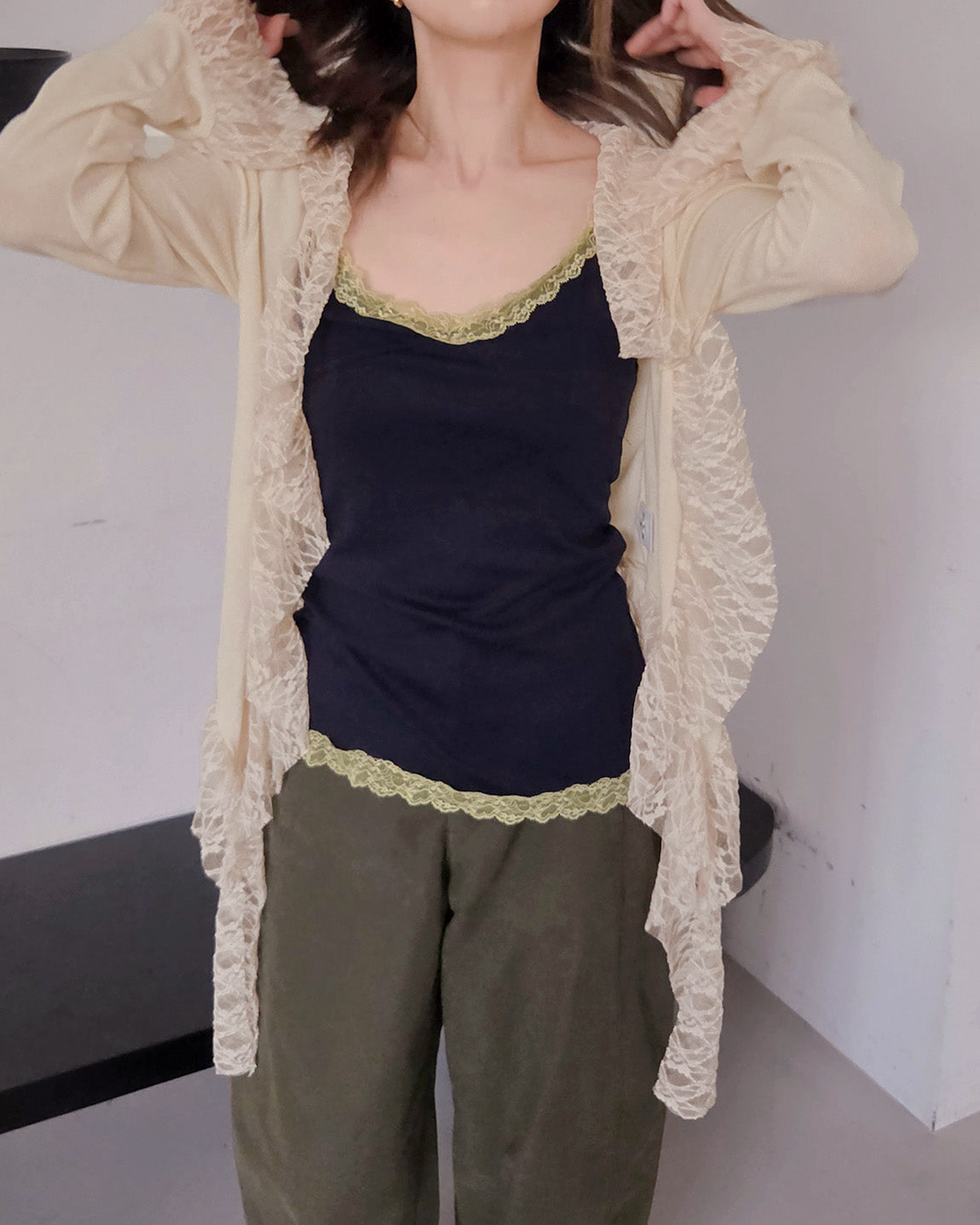 bicolor lace point camisole