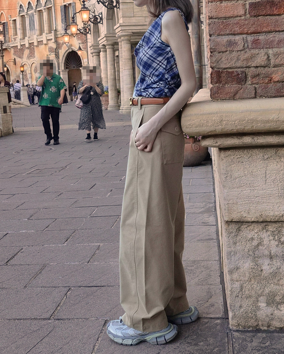 check draped shirring top