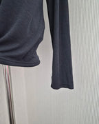 wrap drape neck long sleeve top
