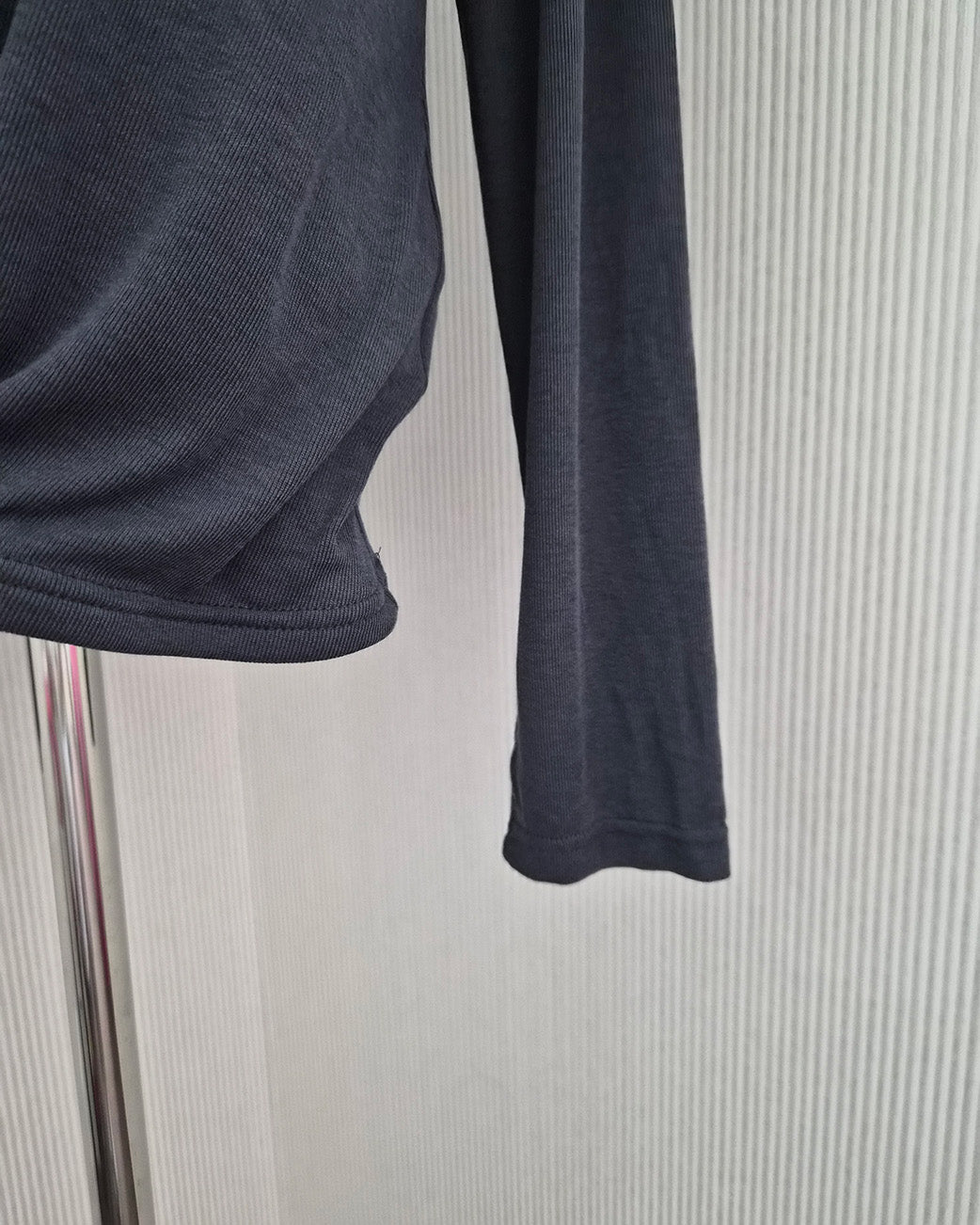 wrap drape neck long sleeve top