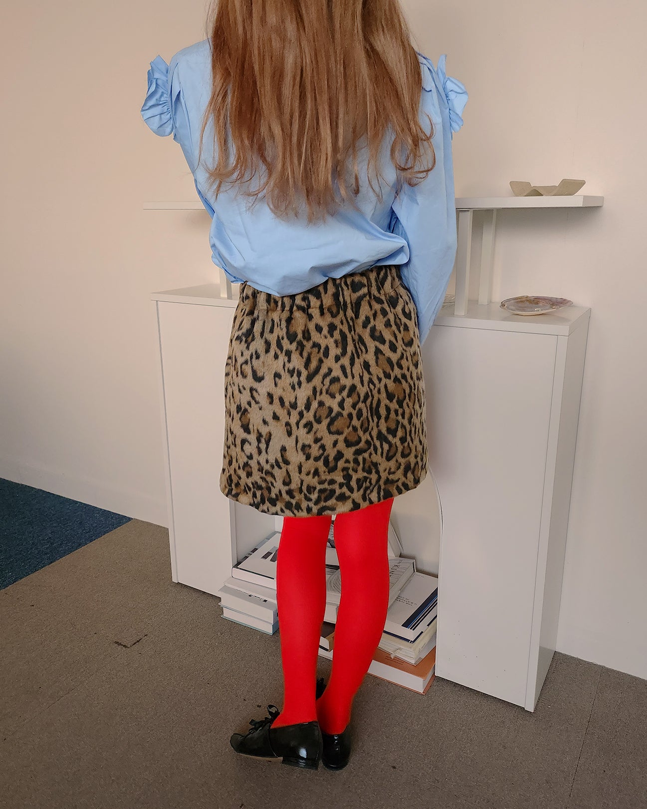 leopard wool mini skirt