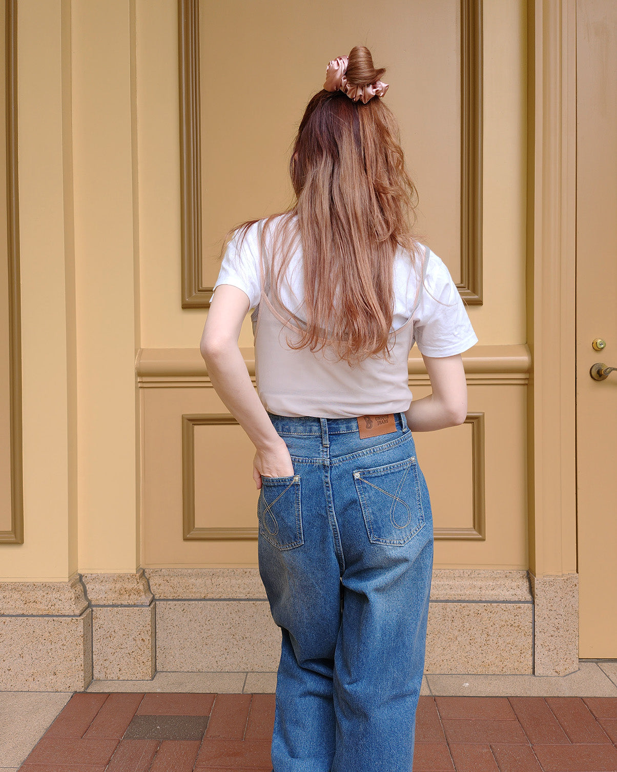 side studs wide denim
