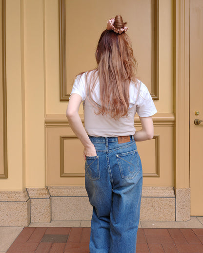 side studs wide denim