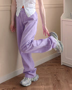 pigment color straight wide cotton pants