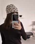 flower pattern waffle beanie