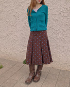 dot pleated midi skirt