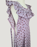 rose pattern frill long dress
