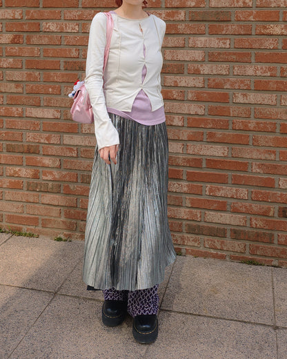 metallic accordion pleated skirt