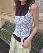 lace sheer garter bustier