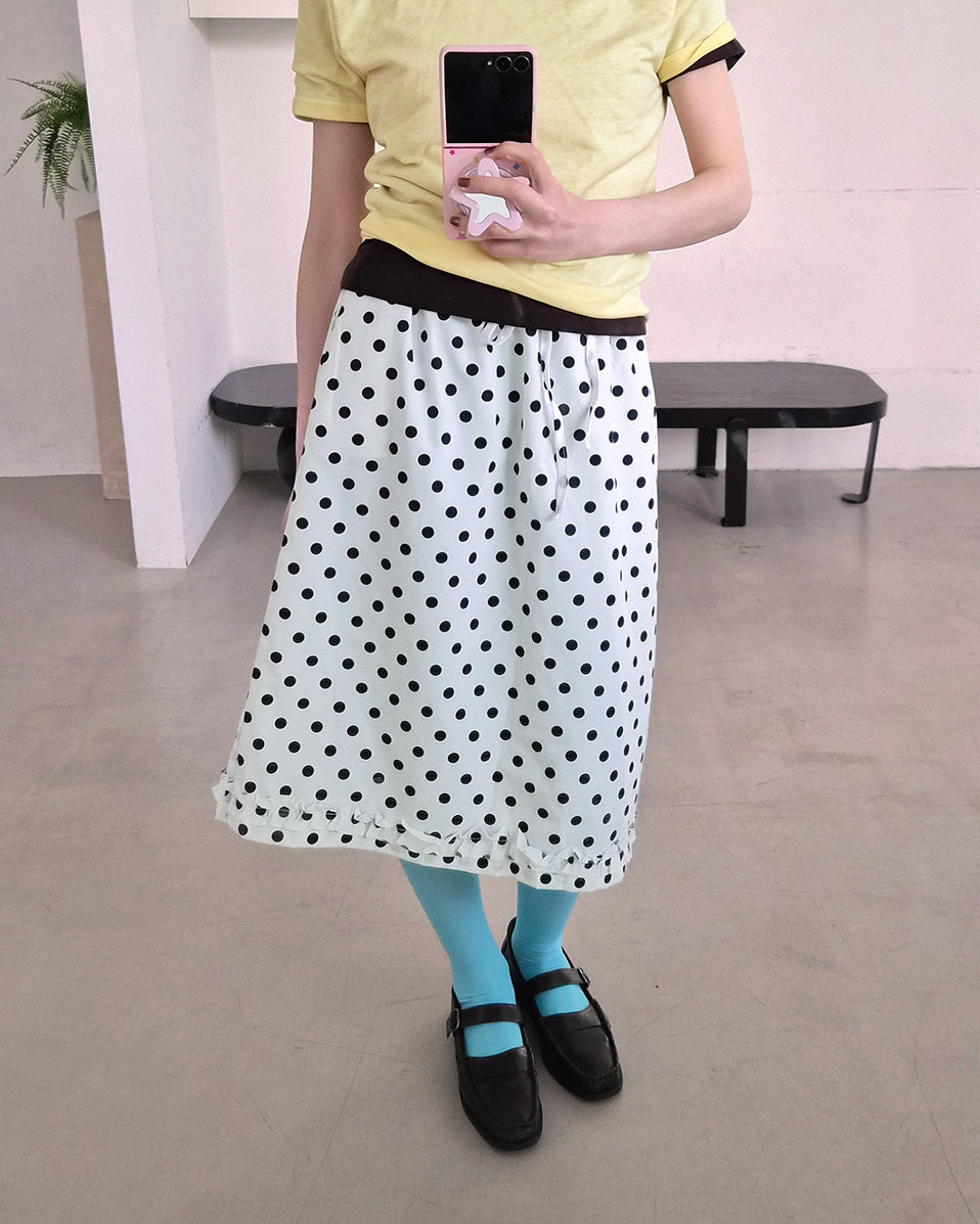 polka dot hem frill skirt