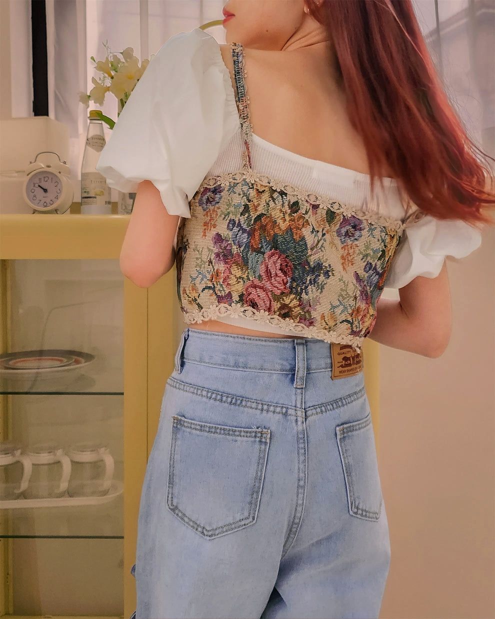 ribbon denim pants
