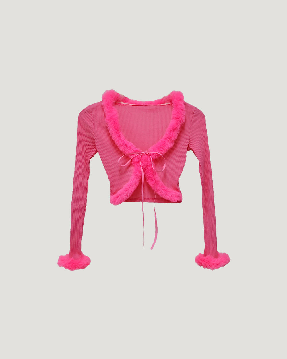 fur ribbon cardigan