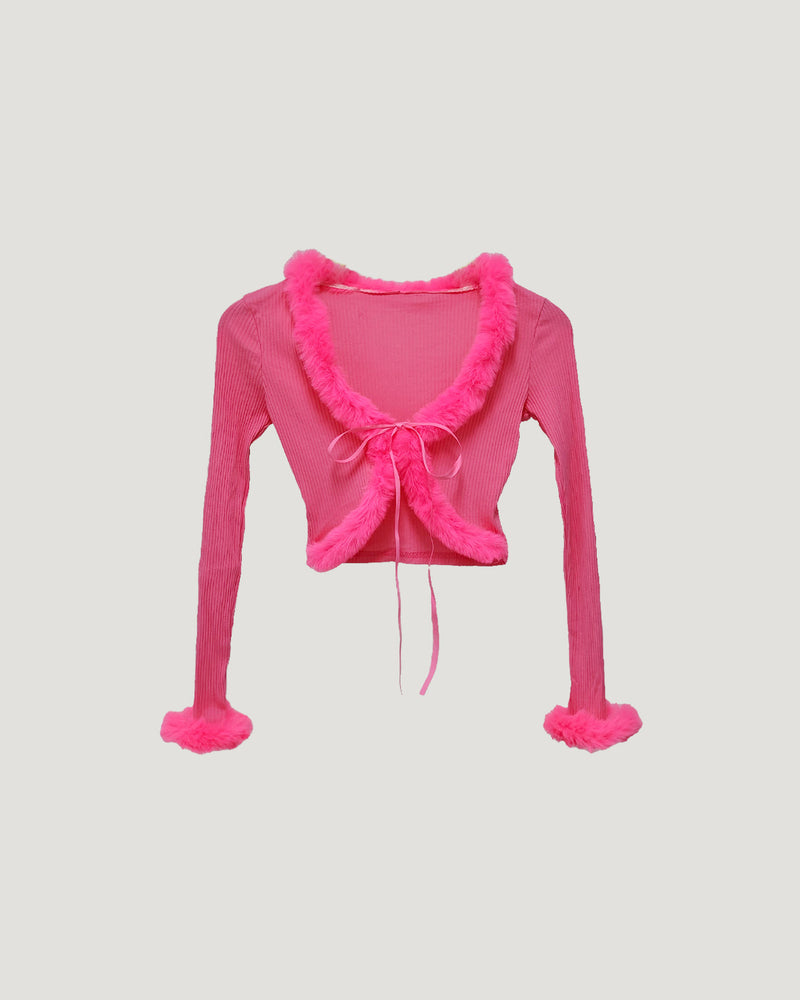 fur ribbon cardigan