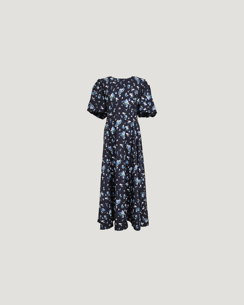 flower puff sleeve long dress