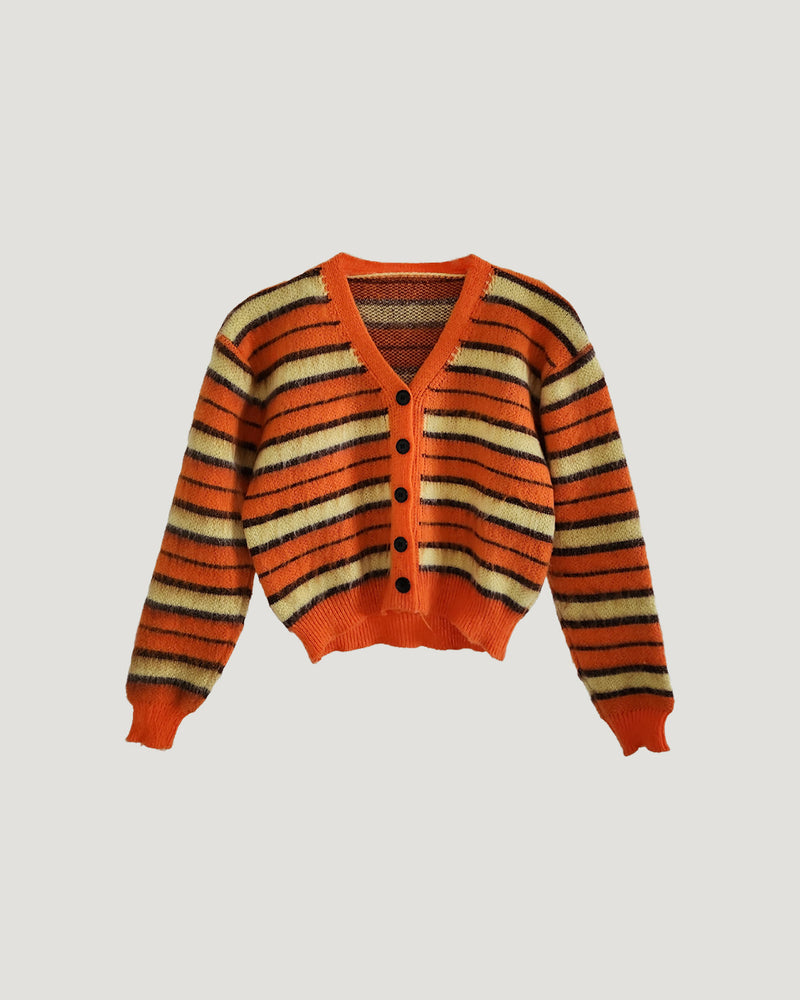 multi stripe knit cardigan