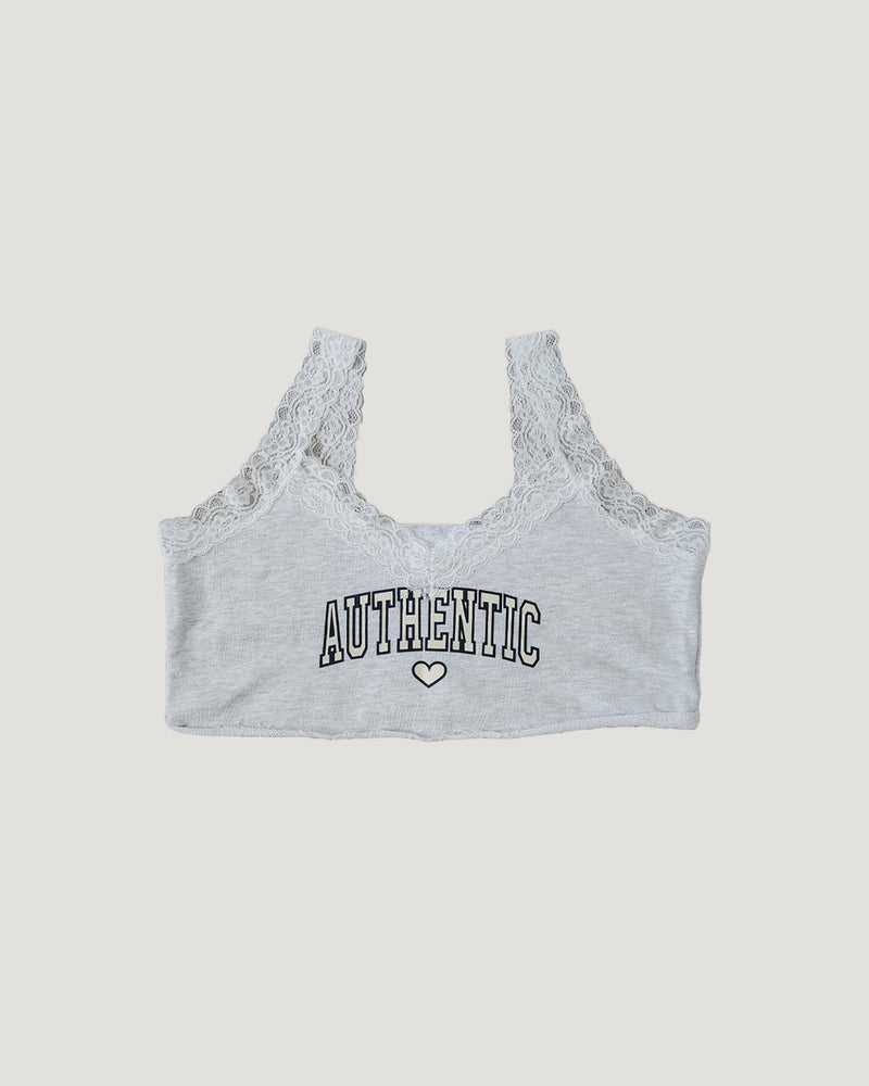 lace point logo sweat  bustier