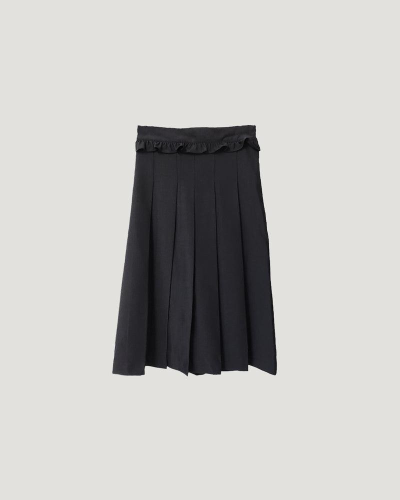 waist frill pleats middle skirt