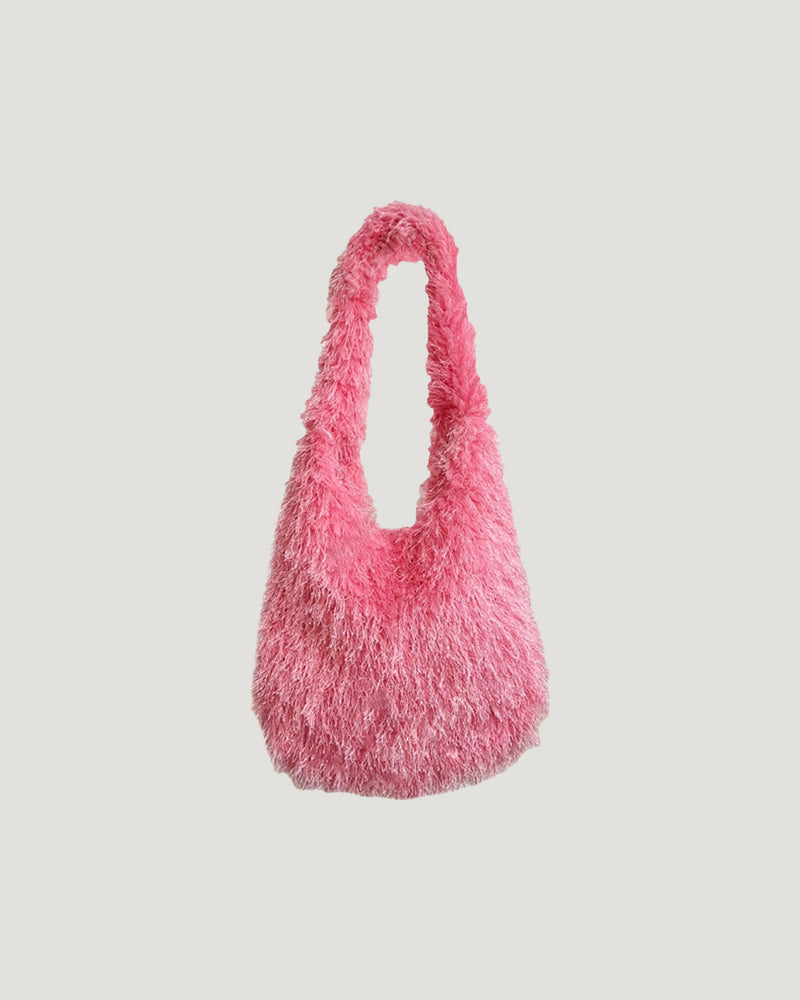 fringe fur tote bag