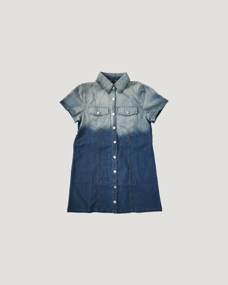 gradation denim shirt mini dress
