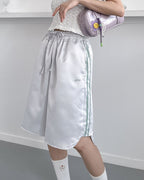 track satin bermuda pants