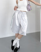 track satin bermuda pants
